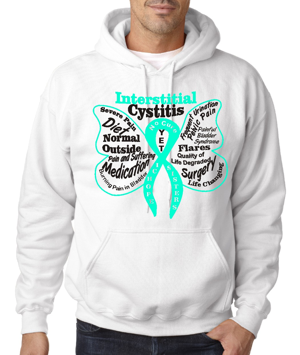 Interstitial Cystitis Awareness no glitterlake - white sweatshirt